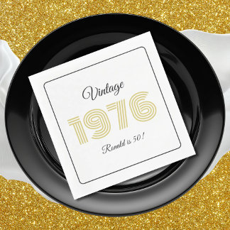 Vintage 1976 Retro Birthday 50th Birthday White Pappersservett