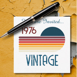 Vintage 1976 Retro Rand Sol 50:e födelsedagen Inbjudningar