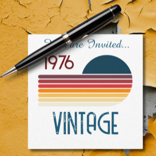 Vintage 1976 Retro Rand Sol 50:e födelsedagen Inbjudningar