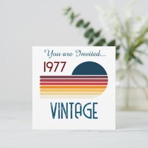 Vintage 1977 Retro Rand Sol 50:e födelsedagen Inbjudningar