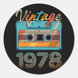 Vintage 1978 Kassettband Retro 45:e födelsedagen 4 Runt Klistermärke