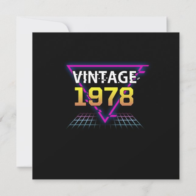 Vintage 1978: Retrowave Birthday Gift Inbjudningar (Framsida)