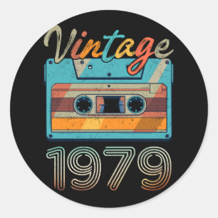 Vintage 1979 Kassettband Retro 44:e födelsedagen 4 Runt Klistermärke