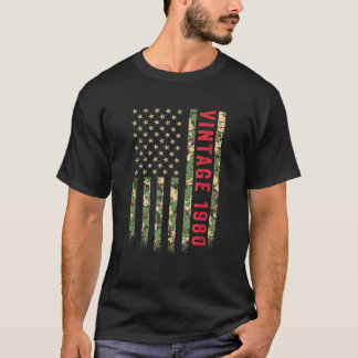 Vintage 1980 American Flagga Camo 42 Years Old 42n T Shirt