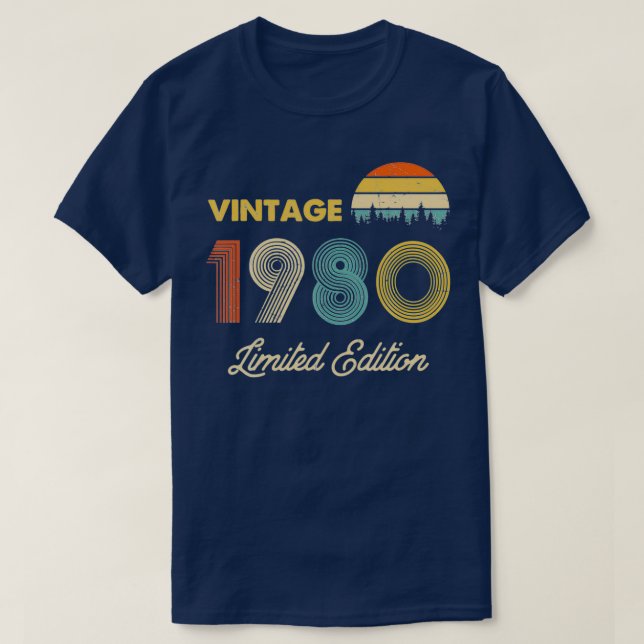 Vintage 1980 Begränsad utgåva 40 födelsedagar T Shirt (Design framsida)