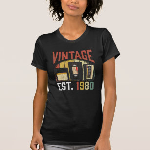 Vintage 1980 Birth Cassette Old Music Älskare T Shirt