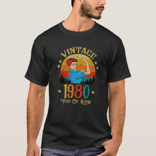 Vintage 1980 födelsedagspresent för kvinnor 41 år t shirt