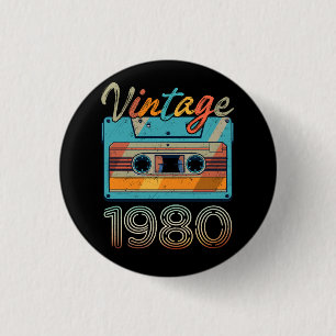 Vintage 1980 Kassettband Retro 43:e födelsedagen 4 Knapp