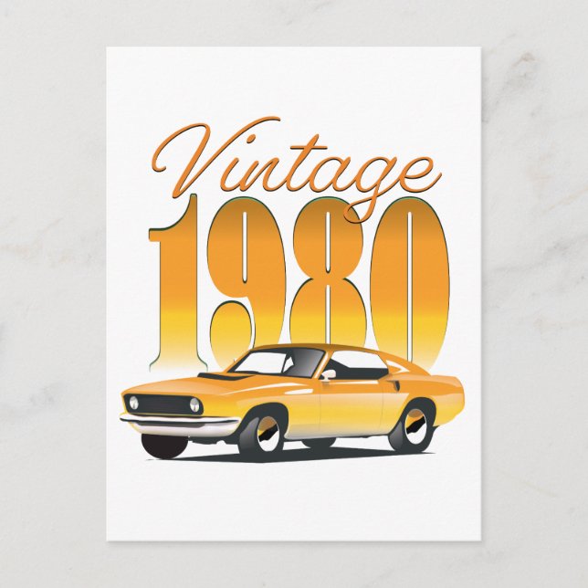 Vintage 1980 Retro Bil Vykort (Framsida)