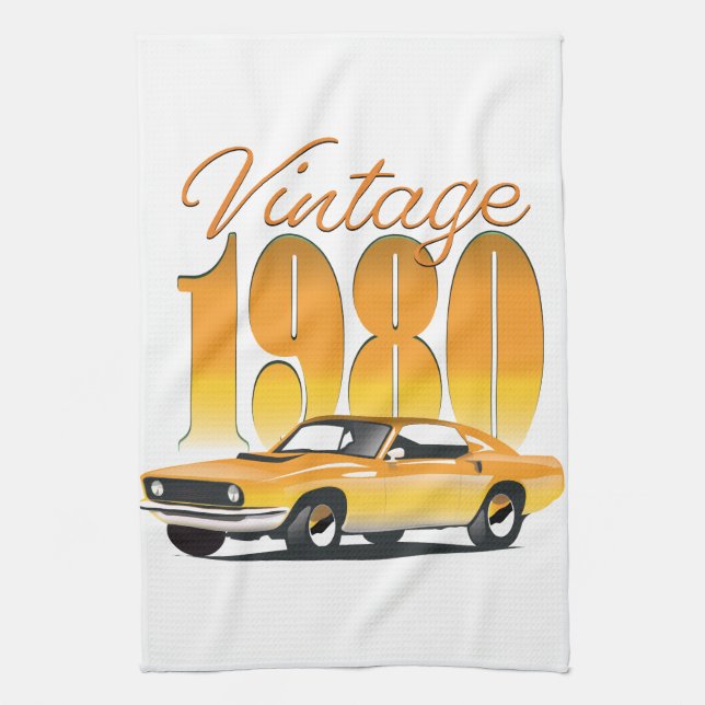 Vintage 1980 Retrobil Kökshandduk (Vertikal)