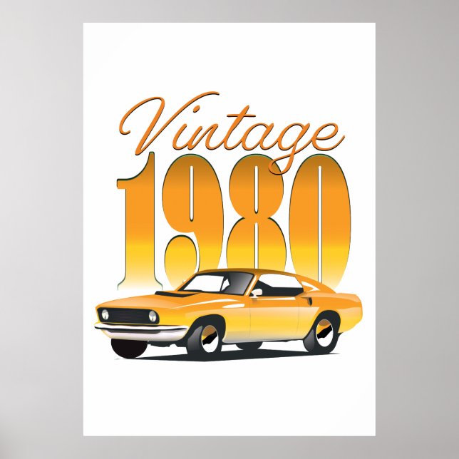 Vintage 1980 Retrobil Poster (Framsidan)