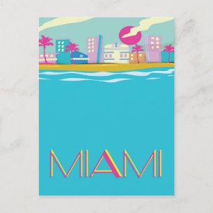 Vintage 1980-tal Miami-reseaffisch Vykort