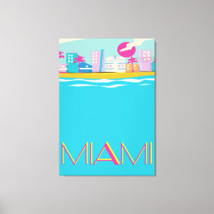 Vintage 1980-talet: Miami Travel-affisch Canvastryck