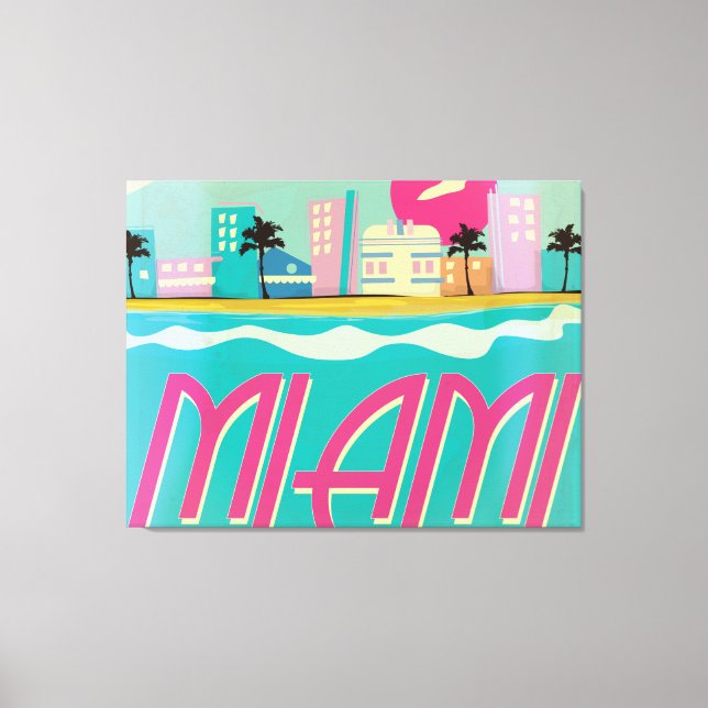 Vintage 1980-talets Miami-Poster Canvastryck (Framsida)