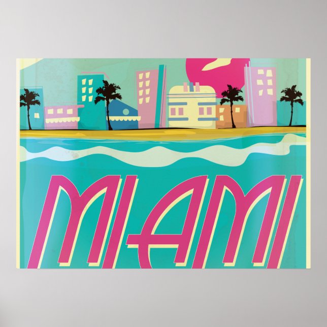 Vintage 1980-tals Miami Affisch (Framsidan)