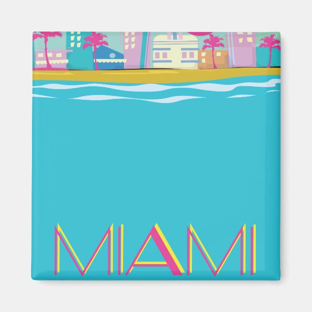 Vintage 1980-tals Miami-reseaffisch Magnet (Framsidan)