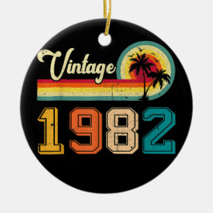 Vintage 1982 40:e födelsedagen Manar Women Retro 4 Julgransprydnad Keramik