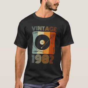Vintage 1982 Retro Record Player Birthday Vinyl DJ T Shirt