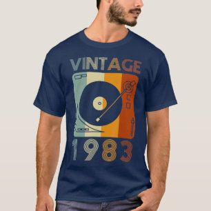 Vintage 1983 Retro Record Player Birthday Vinyl T Shirt