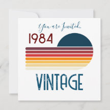 Vintage 1984 Retro Randig Sol 40-årsdag