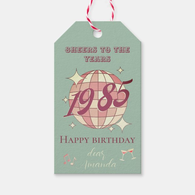 Vintage 1985 39:e 40:e födelsedagsinbjudan presentetikett (Framsidan)