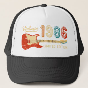 Vintage 1986 40-års födelsedag Elgitarr Basist Keps