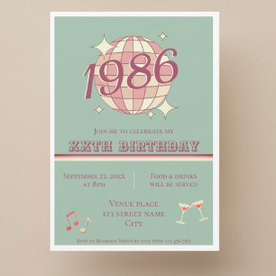 Vintage 1986 40-års födelsedagsgrönblå ret Invitat Inbjudningar