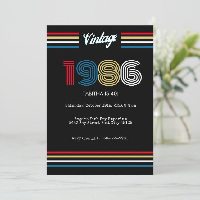 Vintage 1986 Retro 40-årsfest inbjudan (Stående Fram)