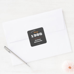 Vintage 1986 Retro Anpassningsbar Stickers - 40:e Fyrkantigt Klistermärke