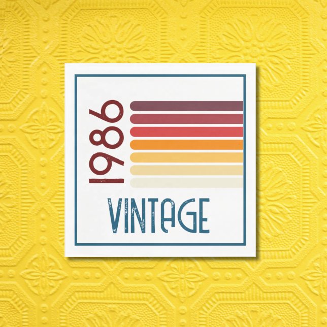 Vintage 1986 Retro Stripe Sun 40th Birthday Pappersservett (Skapare uppladdad)