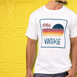 Vintage 1986 Retro Stripe Sun 40th Birthday T Shirt