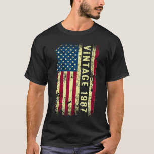 Vintage 1987 Amerikansk Flagga 36 år gammal 36:e f T Shirt
