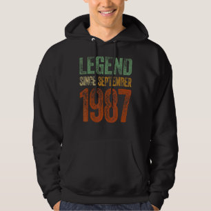 Vintage 1987 Födelsedag september Born Legend seda Hoodie