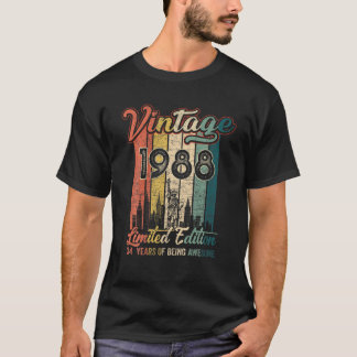 Vintage 1988 34 födelsedagsgåvor 34 år t shirt