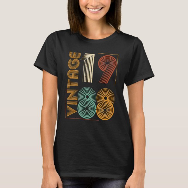 Vintage 1988 Retro Birthday T Shirt (Framsida)