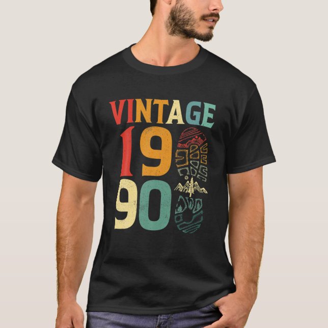 Vintage 1990, 32-årig födelsedagskampanj, hikering t shirt (Framsida)