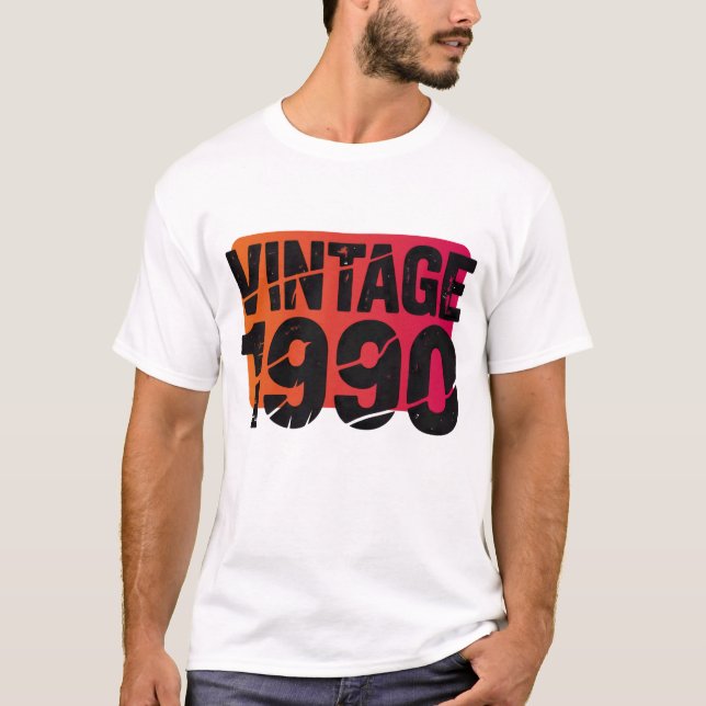 Vintage 1990 Retro Sunset Distressed Graphic T Shirt (Framsida)
