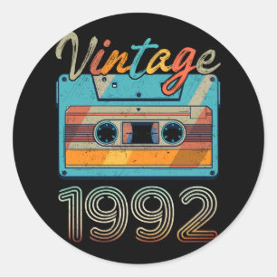 Vintage 1992 Kassettbandsåterställning 31a födelse Runt Klistermärke
