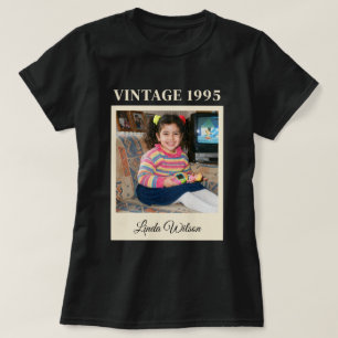 Vintage 1995 Anpassad Fotofödelsedag Skriptnamn T Shirt