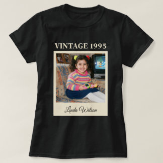 Vintage 1995 Anpassad Fotofödelsedag Skriptnamn T Shirt