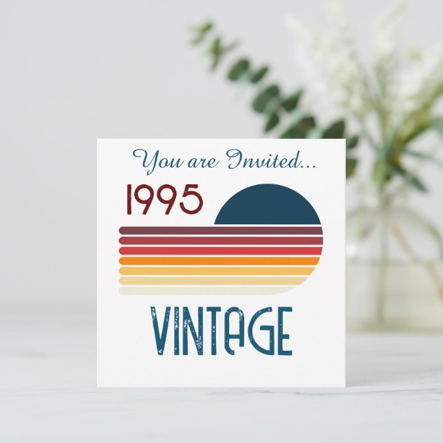 Vintage 1995: Retro Rand Sol 30års födelsedag Inbjudningar (Stående Fram)