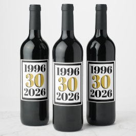 Vintage 1996 Milestone 30-årsdag Vinflaska Etikett