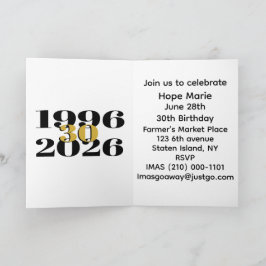 Vintage 1996 Milestone 30-årsfirande Inbjudan