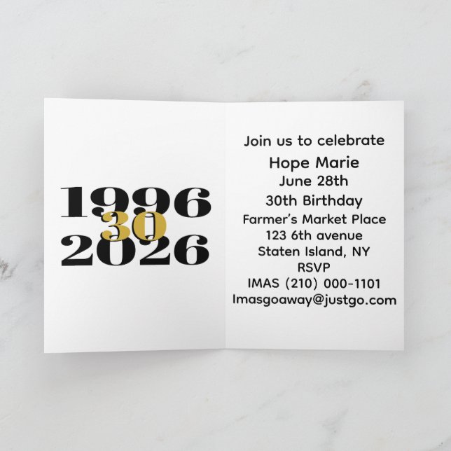 Vintage 1996 Milestone 30th Birthday   Inbjudan (Inuti)