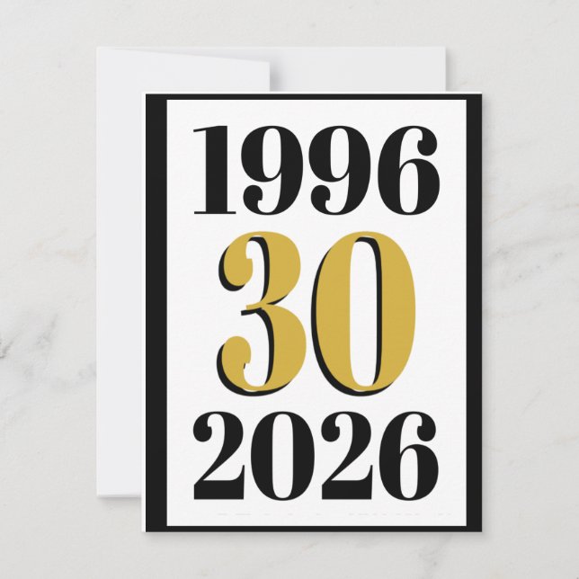 Vintage 1996 Milestone 30th Birthday Inbjudningar (Framsida)