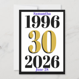 Vintage 1996 Milestone 30th Birthday   Magnetisk Inbjudningskort