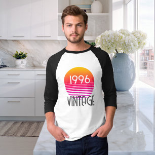 Vintage 1996 Neon Retro Randig Sol 30-årsdag T Shirt