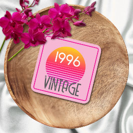 Vintage 1996 Neon Retro Stripe Sun 30th Birthday Underlägg Papper Kvadrat