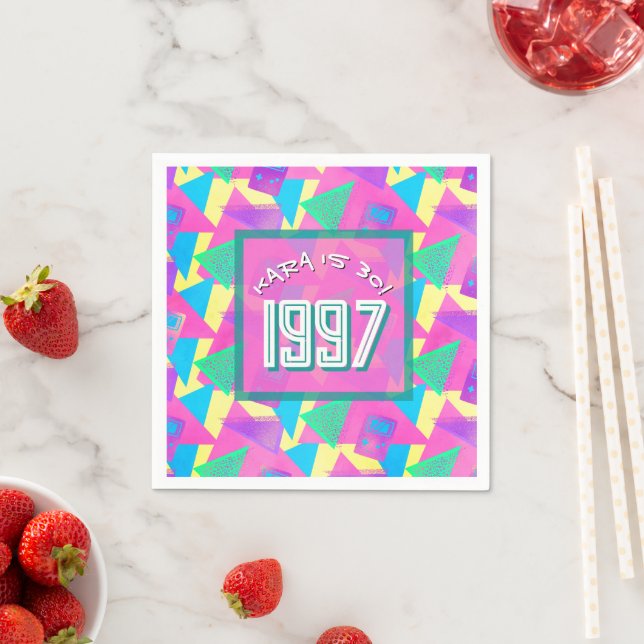 Vintage 1997 Retro Memphis-stil 30-årsdag  Pappersservett (Insitu)