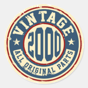Vintage 2000 alla originaldelar runt klistermärke